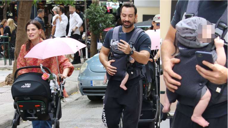 Influencers από κούνια: Η Αριάνα και η Φιλίππα Τανιμανίδη με στιλ σε πρωινή βόλτα με τους γονείς τους