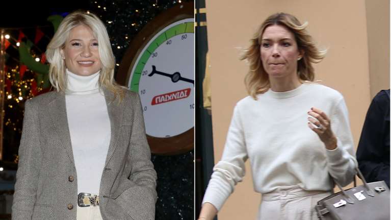 Βίκυ Καγιά - Φαίη Σκορδά: Η μια με sneakers η άλλη με γόβες - Πώς φόρεσαν την ίδια ψηλόμεση wide leg παντελόνα