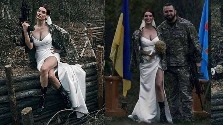 Η Ουκρανή Ζαν ντ&#39;Αρκ παντρεύτηκε: Ο γάμος της πρώην κοσμηματοποιού που έγινε ελεύθερος σκοπευτής