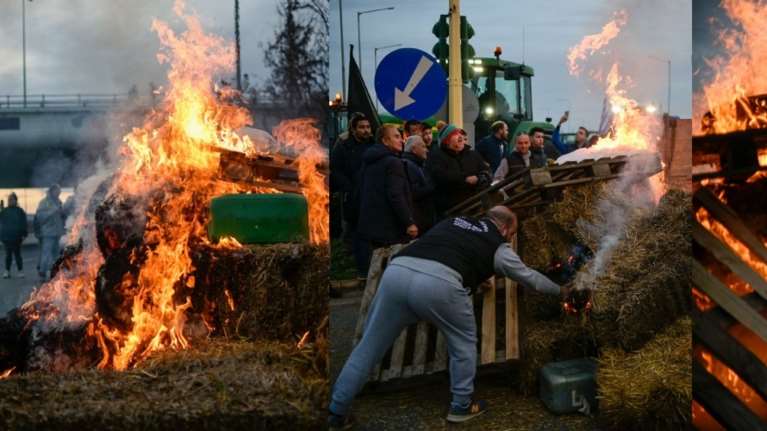 Δεν κάνουν βήμα πίσω οι αγρότες: Μπλόκα σε όλη την Ελλάδα - Φωτιές σε άχυρα, πιάστηκαν στα χέρια στο Αίγιο [βίντεο]
