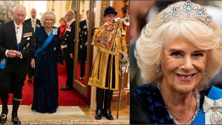 Βασίλισσα Καμίλα: Έγινε καλά και επέστρεψε απαστράπτουσα με τη διαμαντένια τιάρα της Ελισάβετ με τις ακουαμαρίνες