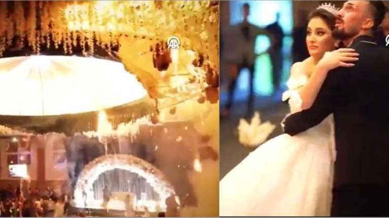 Ματωμένος γάμος με 107 νεκρούς στο Ιράκ: Η στιγμή που φουντώνει η οροφή και αρχίζει να &quot;βρέχει&quot; φωτιά [βίντεο]