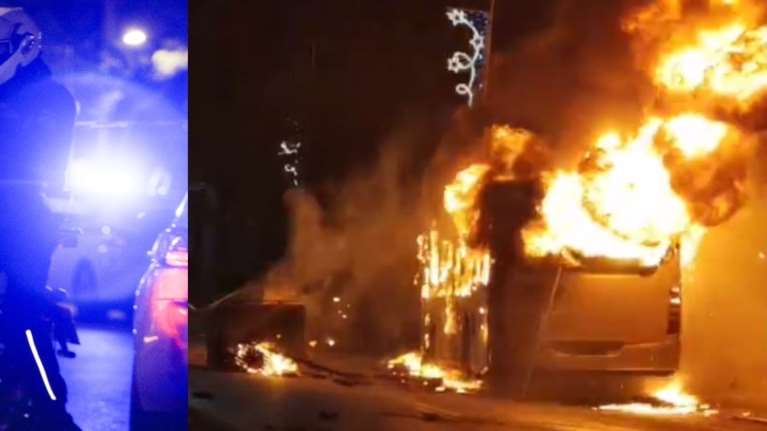 Επεισοδιακή νύχτα σε Μενίδι-Ελευσίνα: Όχημα της πυροσβεστικής δέχτηκε πυρά, στις φλόγες αστικό λεωφορείο