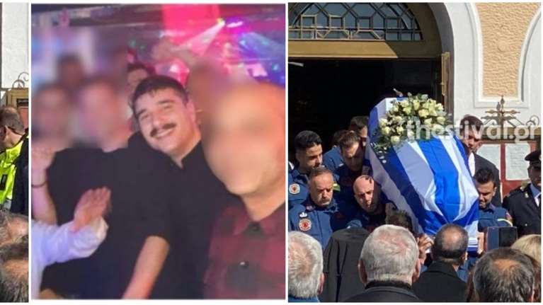 Καλαμαριά: Ράκος οι γονείς, μαζί η κηδεία για Νικήτα και Κέλλυ - Τυλιγμένο με τη σημαία το φέρετρο του πυροσβέστη