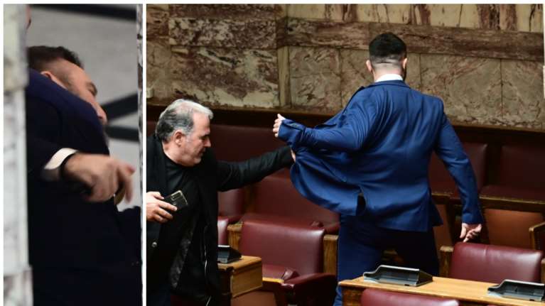 Ξύλο στην ελληνική Βουλή: Ο βουλευτής Κωνσταντίνος Φλώρος επιτέθηκε με γροθιές στον Βασίλη Γραμμένο