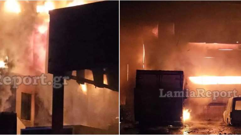 Λαμία: Μεγάλη φωτιά σε εργοστάσιο εταιρείας που είχε εμπλακεί σε υπόθεση τροφικής δηλητηρίασης μαθητών [εικόνες, βίντεο]