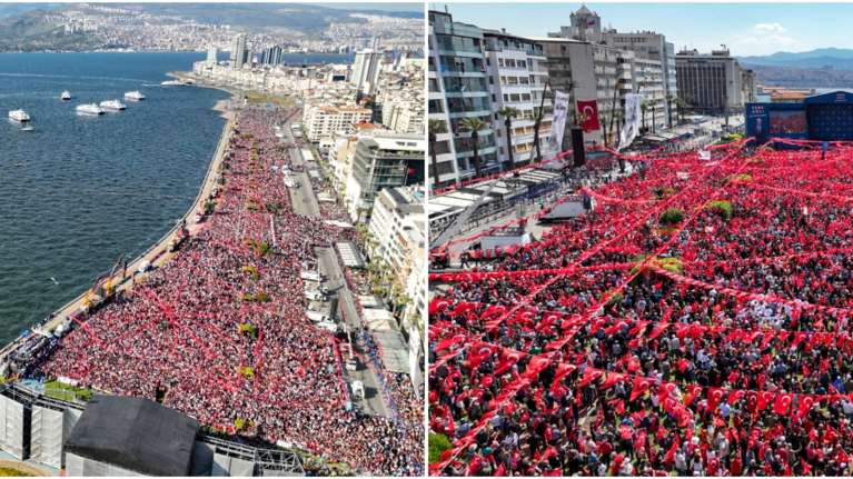 &quot;Κόκκινο ποτάμι&quot; η μεγαλειώδης συγκέντρωση Κιλιτσντάρογλου στη Σμύρνη: Αμφίρροπη η μάχη στην Τουρκία, επιμένουν οι δημοσκόποι