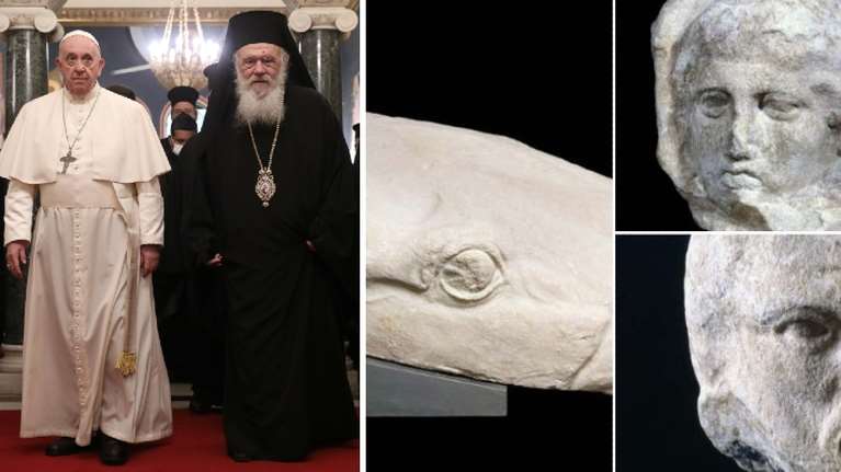 Ο πάπας Φραγκίσκος επιστρέφει τρία θραύσματα του Παρθενώνα στην Ελλάδα και τον Ιερώνυμο