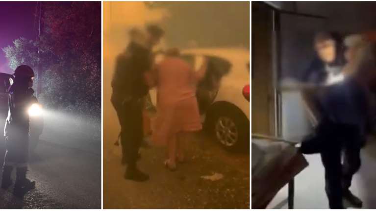 Φωτιά στην Αττική: Αστυνομικοί απεγκλωβίζουν πολίτες από τον πύρινο κλοιό - &quot;Κέντρο, τους έχουμε βάλει σε όχημα&quot;