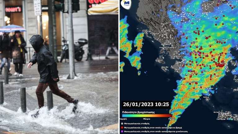 Κακοκαιρία: Συναγερμός για νέες καταιγίδες και χαλάζι τις επόμενες ώρες- Επεσε το 1/10 της ετήσιας βροχόπτωσης στην Αττική