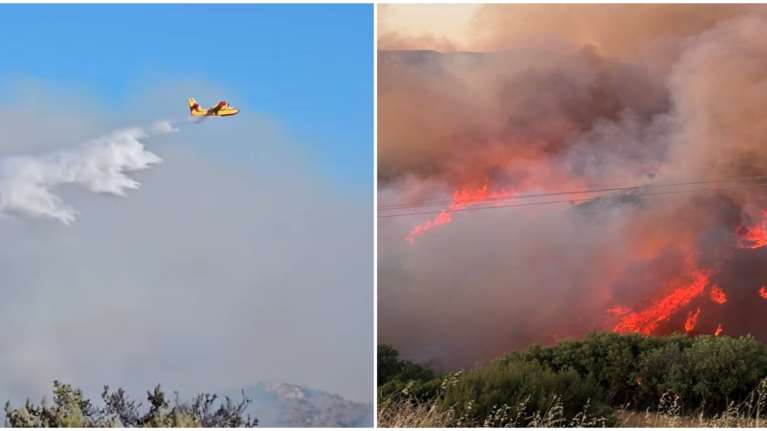 Πύρινη κόλαση στη Χίο: Απειλεί τα Μαστιχοχώρια η φωτιά - Αλλεπάλληλα μηνύματα &quot;112&quot; για εκκένωση τεσσάρων οικισμών