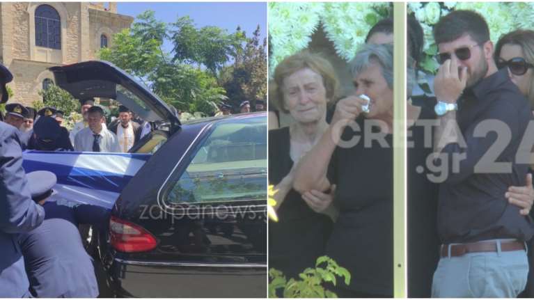 Θρήνος στην κηδεία του κυβερνήτη Χρήστου Μουλά - Τυλιγμένο με σημαία το φέρετρο, αποχώρησε η έγκυος σύζυγός του [εικόνες]