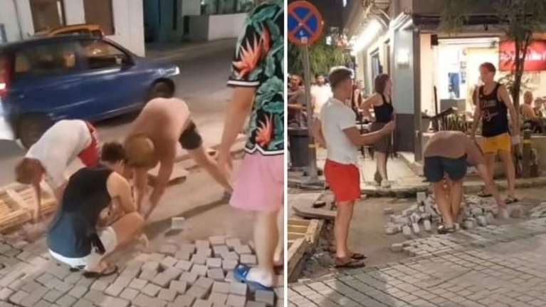 Μάλια: Τουρίστες έβαλαν... πλάτη και βοήθησαν στην πλακόστρωση - &quot;Ακόμα και αυτοί είπαν να βάλουν ένα χεράκι&quot;