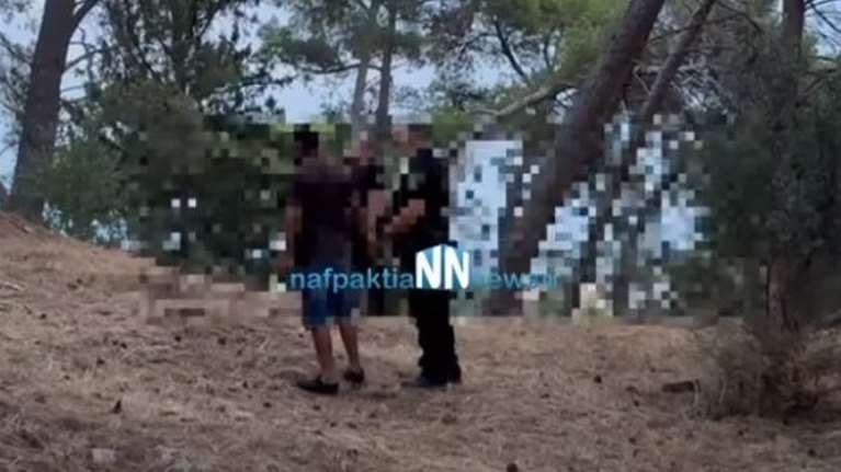 Ναύπακτος: Η στιγμή σύλληψης υπόπτου γα εμπρησμό [Βίντεο]