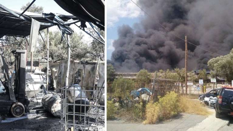 Μενίδι: Υπό έλεγχο η φωτιά στο εργοστάσιο χρωμάτων - Μεγάλες καταστροφές [εικόνες, βίντεο]