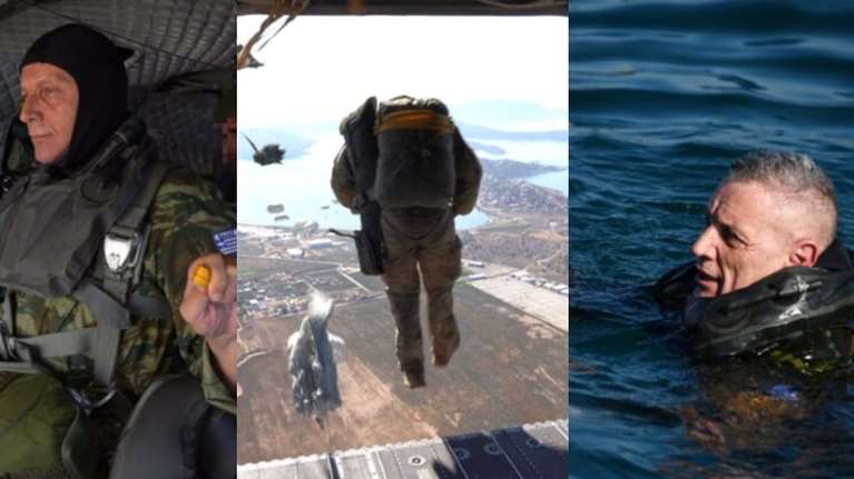 Άλμα από ελικόπτερο έκανε ο Αρχηγός ΓΕΕΘΑ Κ. Φλώρος [εικόνες - βίντεο}