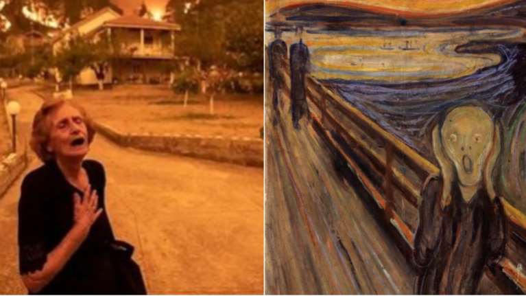 Φωτιά στην Εύβοια: Viral o σπαραγμός της ηλικιωμένης με φόντο την πύρινη λαίλαπα - Η κατάρρευση μπροστά στην καταστροφή