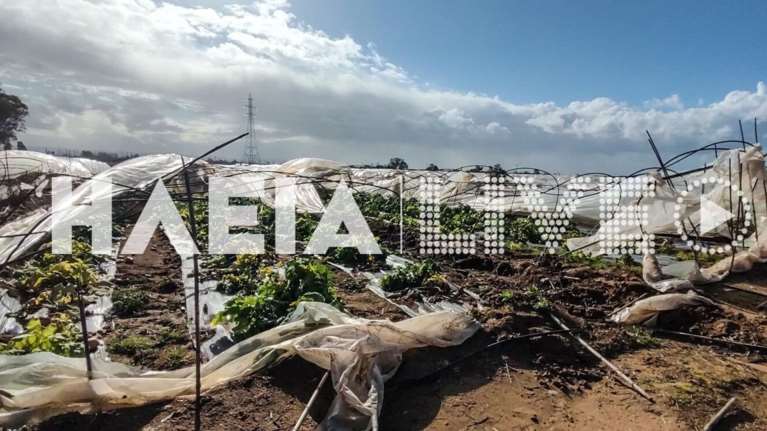Εικόνες καταστροφής στην Ηλεία: Ανεμοστρόβιλος κατέστρεψε θερμοκήπια [βίντεο εικόνες]