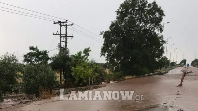 Ποτάμια οι δρόμοι στη Φθιώτιδα από τη νεροποντή: Ξεχείλισαν χείμαρροι - Διεκόπη η κυκλοφορία [Εικόνες]