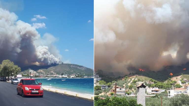 Μεγάλη φωτιά στις Κεχριές Κορινθίας: Εκκενώθηκαν οικισμοί και κατασκήνωση - Πληροφορίες για καμμένα σπίτια [εικόνες - βίντεο]