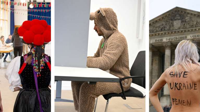 Γερμανία: Οι εκλογές σε αριθμούς, fake αναρτήσεις, διαμαρτυρία και... καρναβάλι - Μασκαρεμένοι και με τα σκυλιά τους στην κάλπη