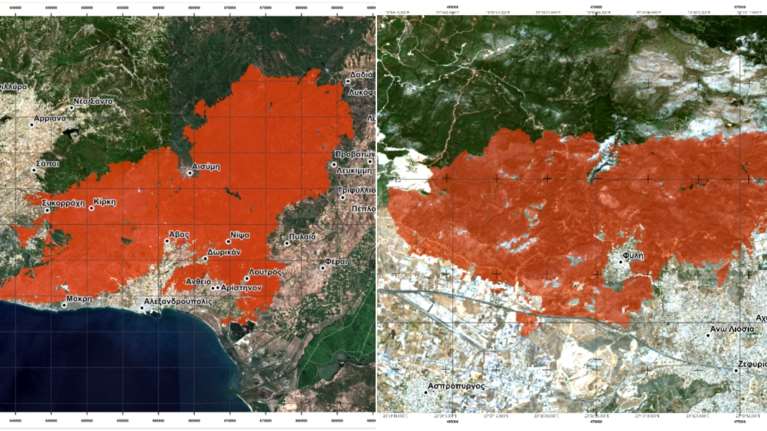 Φωτιές: Πάνω από 826.000 στρέμματα κάηκαν στον Έβρο και 58.000 στη Πάρνηθα – Νέες δορυφορικές εικόνες