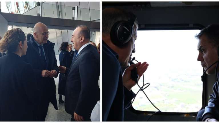 Κλίμα χαλάρωσης: Τετ α τετ Δένδια και Τσαβούσογλου με χαμόγελα - Πτήση Παναγιωτόπουλου και Ακάρ με ελικόπτερο στο Χατάι