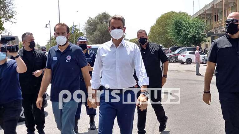 Φωτιά στην Ηλεία: Ο Κυριάκος Μητσοτάκης στις πυρόπληκτες περιοχές