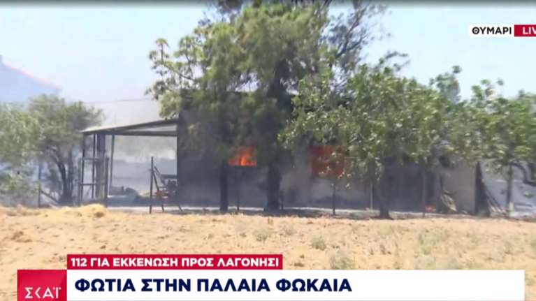 Φωτιά στην Παλαιά Φώκαια: Η στιγμή που καίγονται τα σπίτια στο Θυμάρι [εικόνες - βίντεο]