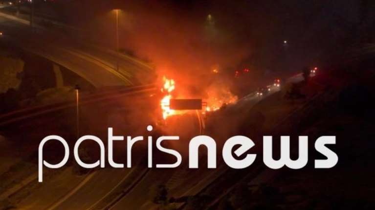 Ανατροπή βυτιοφόρου και φωτιά στην Εθνική Αθηνών-Κορίνθου - Σοκαριστικές εικόνες [Βίντεο]