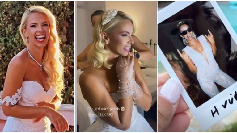 Τα τρία wedding looks της Τζένης Μελιτά: Φλογερή στην εκκλησία, ρομαντική στη δεξίωση και ροκ στο after party