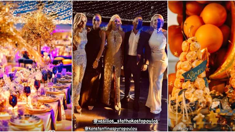 Βάφτιση γιου Σπυροπούλου - Σταθοκωστόπουλου: Η extravagant luxurious δεξίωση με χρυσό, μπλε και χιλιάδες φωτάκια