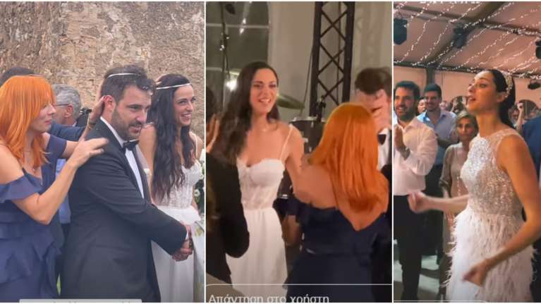 Γάμος Ευαγγελίας Συριοπούλου: Η νύφη με δαντελένιο κορσέ, το δεύτερο μίνι νυφικό και η κομψή κουμπάρα Σμαράγδα Καρύδη