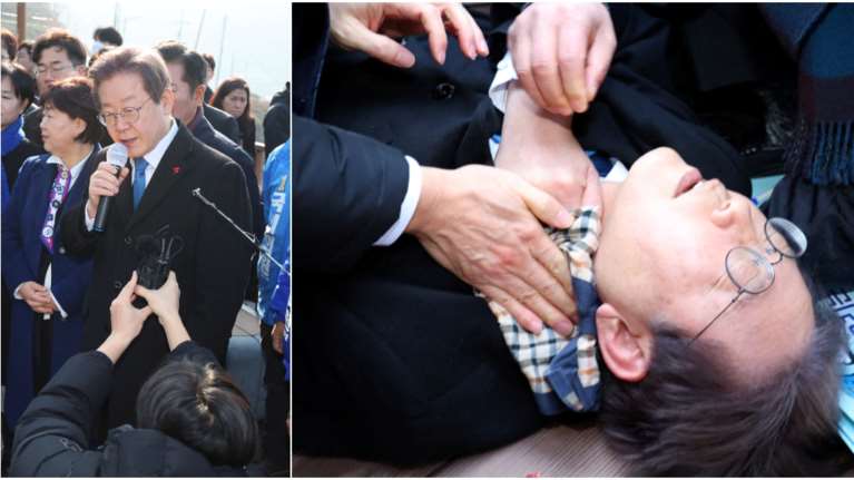 Σοκ στη Νότια Κορέα: Ο ηγέτης της αντιπολίτευσης δέχτηκε επίθεση με μαχαίρι - Τραυματίστηκε στον λαιμό [βίντεο]