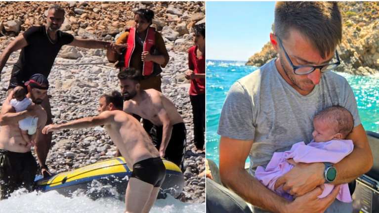 Συγκλονιστικό βίντεο από τη διάσωση του &quot;Ιωνά&quot;, ενός προσφυγόπουλου 50 ημερών, στην Τήλο