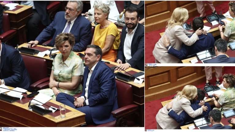Ο Αλέξης Τσίπρας βαρύς, στην τελευταία εμφάνισή του ως προέδρος της ΚΟ ΣΥΡΙΖΑ - Θερμή αγκαλιά από τη Ραλλία Χρηστίδου