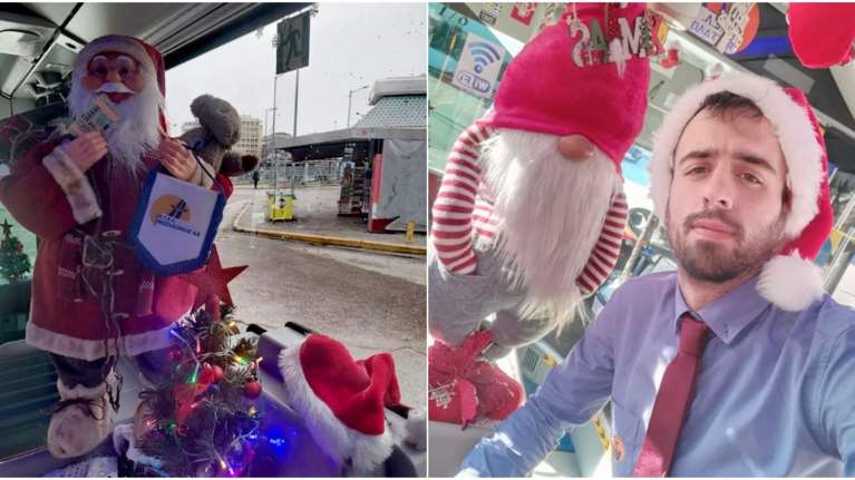 Οδηγός μετέτρεψε αστικό λεωφορείο σε &quot;πολικό εξπρές&quot;: Γιρλάντες, λαμπιόνια και κρεμασμένες μπότες [εικόνες]