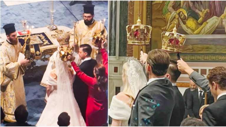Όσα δεν είδαμε από τον γάμο της Θεοδώρας: Τα αδέλφια της και ο ανιψιός της πραγματοποιούν τη στέψη με τις κορώνες