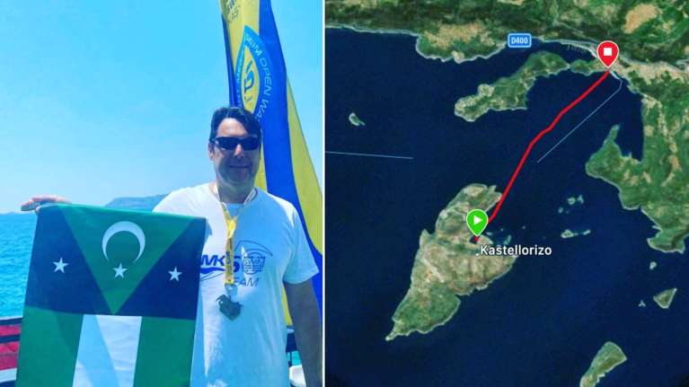 Τούρκος αντιδήμαρχος κολύμπησε από το Καστελόριζο στα τουρκικά παράλια - Άνοιξε σημαία της &quot;ανεξάρτητης δυτικής Θράκης&quot;