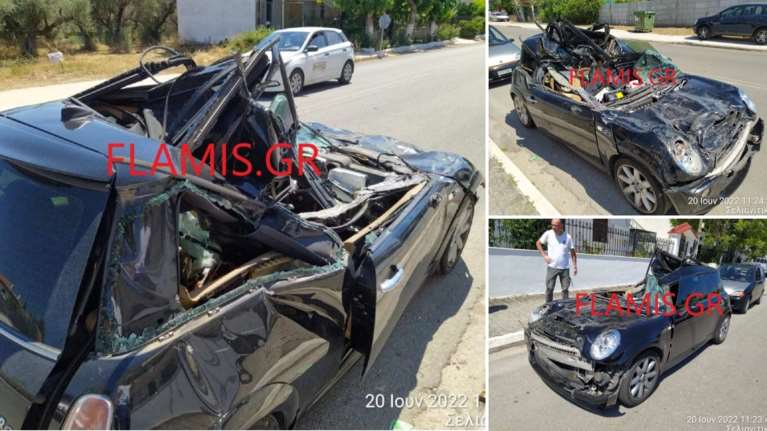 Οδηγός γλίτωσε από θαύμα στην Πάτρα: Το αμάξι έπεσε σε νταλίκα κι έγινε λιώμα [εικόνες]