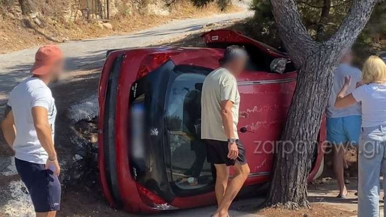 Σοβαρό τροχαίο στα Χανιά: Αυτοκίνητο τούμπαρε και σφήνωσε σε δέντρο – Ένας τραυματίας [βίντεο]
