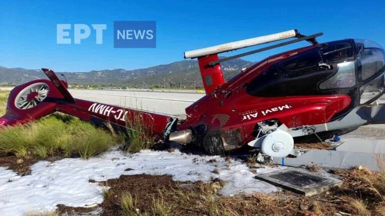 Πτώση ελικοπτέρου στη Σάμο - Σώος ο πιλότος, ο μόνος που επέβαινε