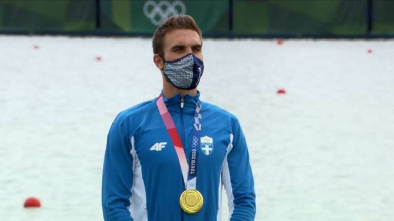 Ολυμπιακοί Αγώνες - Στέφανος Ντούσκος: Η απονομή του χρυσού μεταλλίου και η ανάκρουση του εθνικού ύμνου