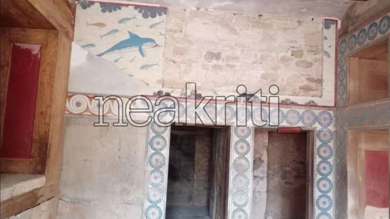 Κρήτη: Κατέρρευσε ιστορική τοιχογραφία στο Ανάκτορο της Κνωσού από τους θυελλώδεις ανέμους