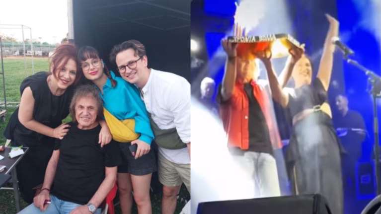 Ελένη Ράντου: Τα γενέθλια του Βασίλη Παπακωνσταντίνου, η σπάνια φωτό με την κόρη τους και η τούρτα πάνω στη σκηνή [Εικόνες]