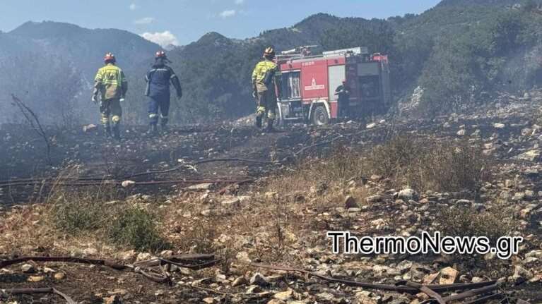 Φωτιά στην Αιτωλοακαρνανία: Καίγεται δασική έκταση στο Θέρμο - Επιχειρούν εναέρια μέσα