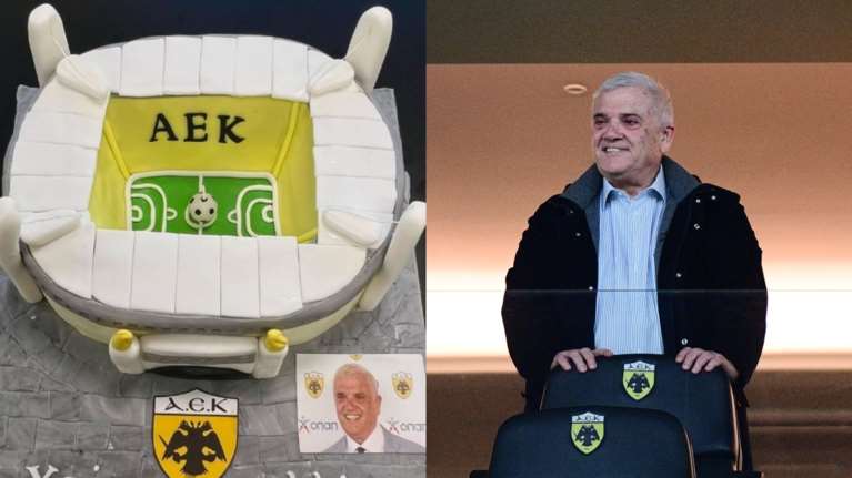 ΑΕΚ: Η τούρτα... γήπεδο για τα γενέθλια του Δημήτρη Μελισσανίδη και οι ευχές στα ποντιακά [Εικόνα]