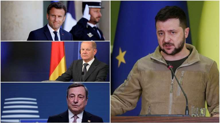 Μήνυμα στήριξης στην Ουκρανία: Μακρόν, Σολτς και Ντράγκι στο Κίεβο πριν τη Σύνοδο Κορυφής της G7