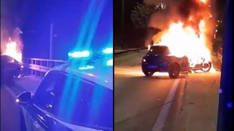 Πέτρου Ράλλη: Αστυνομικοί έβγαλαν λιπόθυμο οδηγό από φλεγόμενο αυτοκίνητο- &quot;Ευτυχώς τη γλίτωσε ο άνθρωπος&quot;