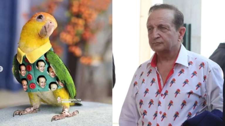 Ο Μπιμπίλας αυτοτρολάρεται για το πουκάμισο με τα παπαγαλάκια: &quot;Είναι vintage και δώρο&quot; [Εικόνες]